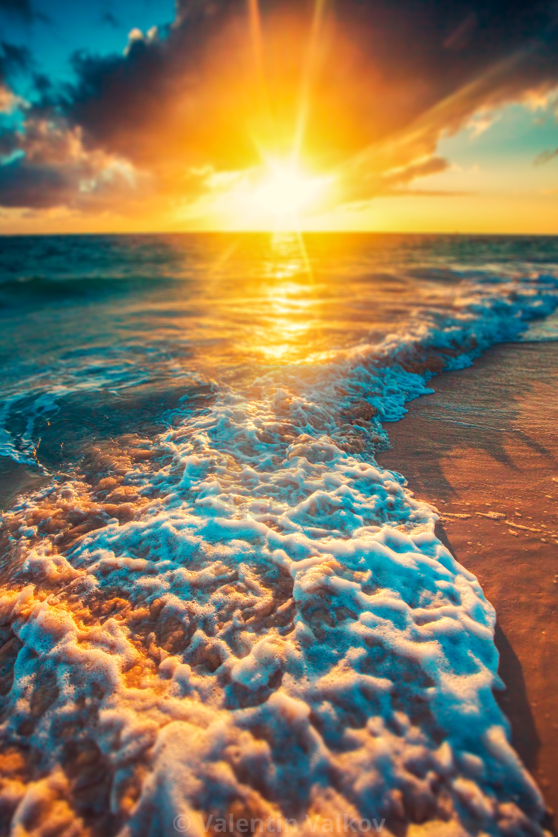 Beautiful sunrise over the sea License, download or print for £20.00